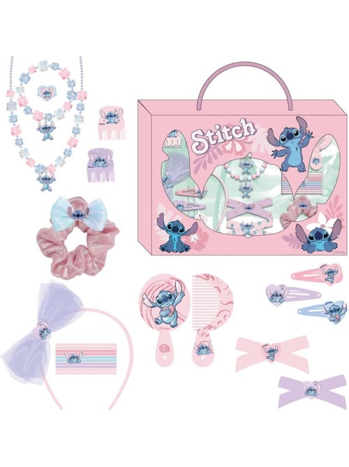 Coffret cheveux enfant Stitch : 21 accessoires coiffure et bijoux - Kiabi