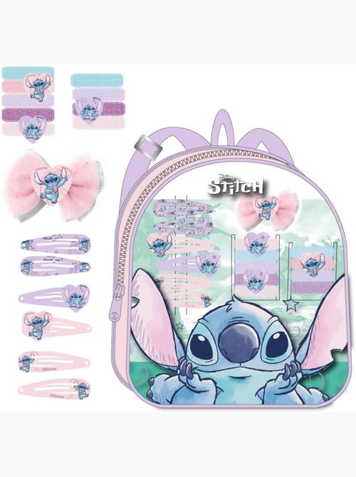Coffret cheveux enfant Stitch avec sac à dos, ruban, épingles, chouchous - Kiabi