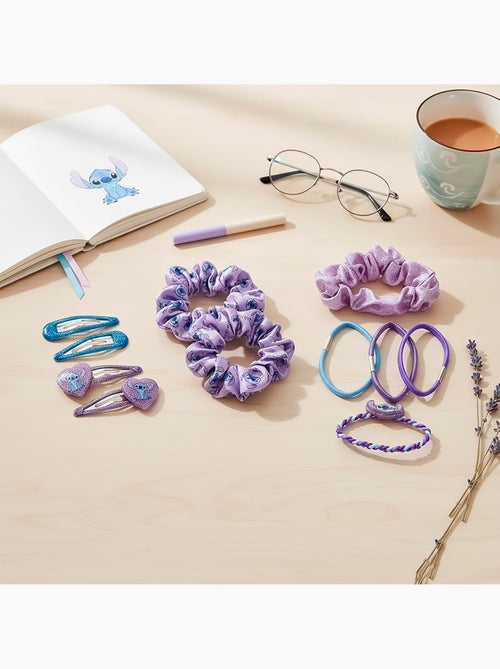 Coffret cheveux enfant Stitch bleu et violet : 10 accessoires - Kiabi