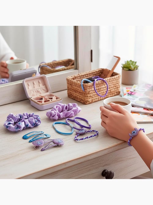 Coffret cheveux enfant Stitch bleu et violet : 10 accessoires - Kiabi