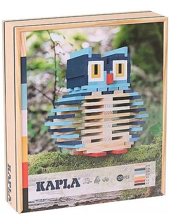 Kapla - Jeu de construction - Baril 4 couleurs - Nature, bleu, jaune, vert  - 120 pièces