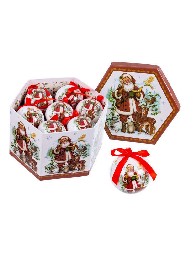 Coffret de 14 boules de Noël Père Noël rétro Rouge - Kiabi