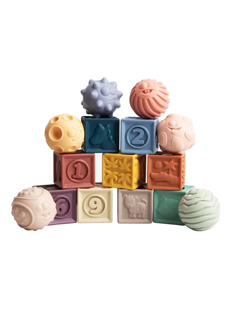 Coffret de 15 cubes et balles sensorielles en silicone Magni Multicolore - Kiabi