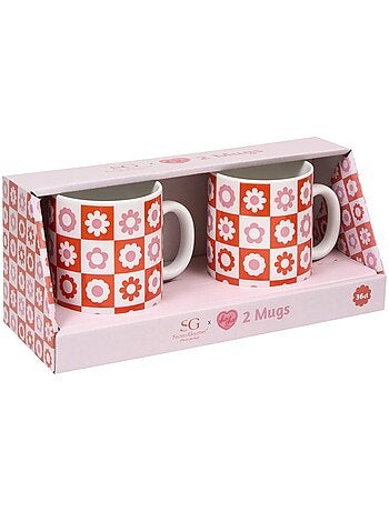 Coffret de 2 mugs motif fleurs CHA CHA POP