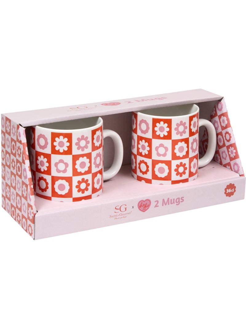 Coffret de 2 mugs motif fleurs CHA CHA POP Rose - Kiabi