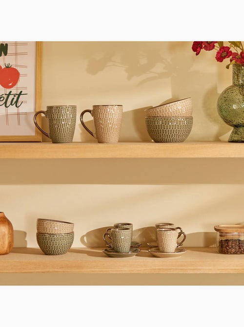 Coffret de 2 tasses avec coupelles en faïence ella - Kiabi