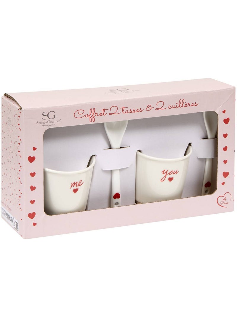 Coffret de 2 tasses VALENTINE Blanc - Kiabi