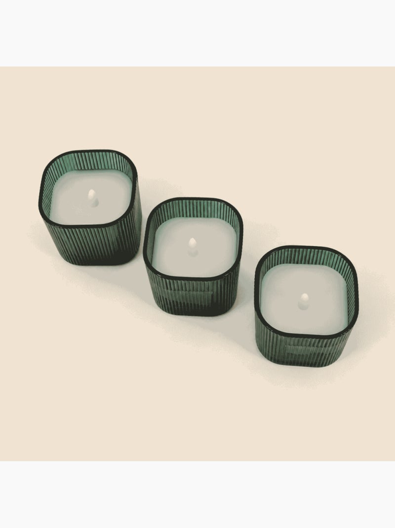 Coffret de 3 bougies led en verre vert Vert - Kiabi