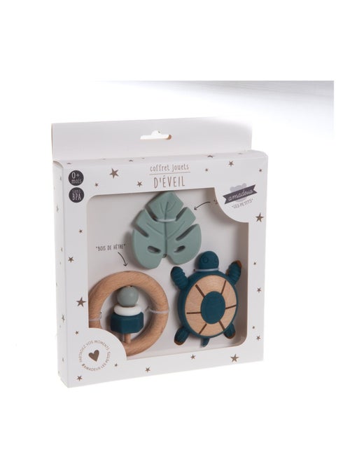 Coffret de 3 jouets d'éveil en bois et silicone TORTUE - Kiabi