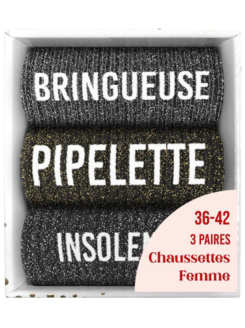 Brillant Insolent Chaussettes Paillettes STC - Duo - 100% Coton - Multicolore - Taille M Chaussettes Fantaisie Coton