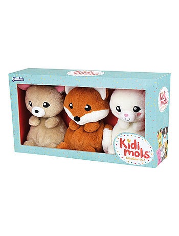 Coffret de 3 peluches lapin, renard, renne et 14 CM