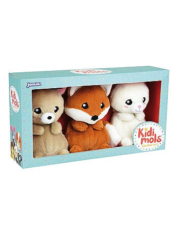 Coffret de 3 peluches lapin, renard, renne et 14 CM