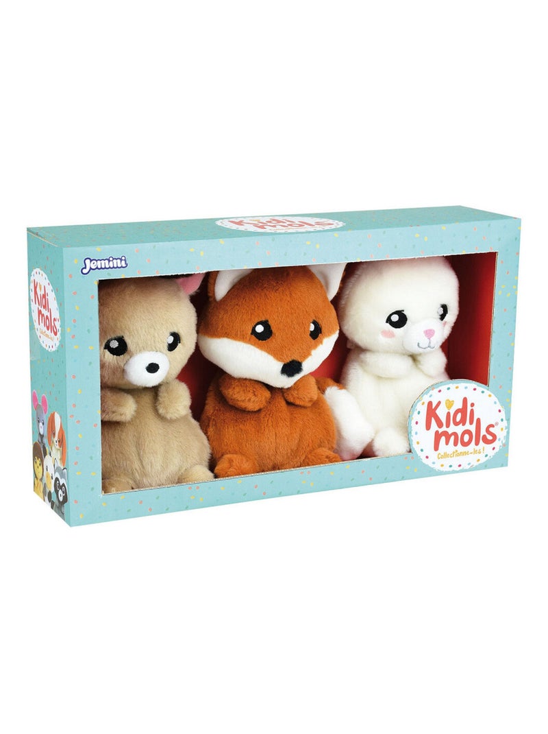 Coffret de 3 peluches lapin, renard, renne  et  14 CM Multicolore - Kiabi