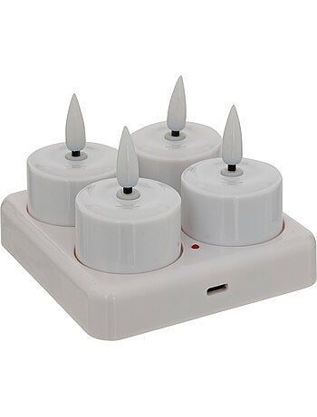Coffret de 4 bougies chauffe-plat LED sur socle AITOR