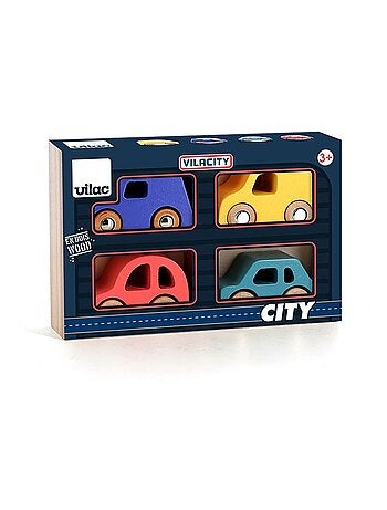 Coffret de 4 voitures en bois City