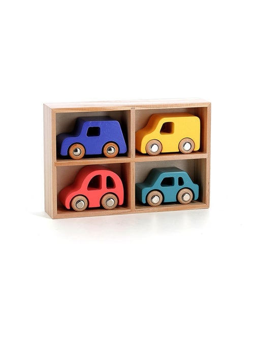 Coffret de 4 voitures en bois City - Kiabi