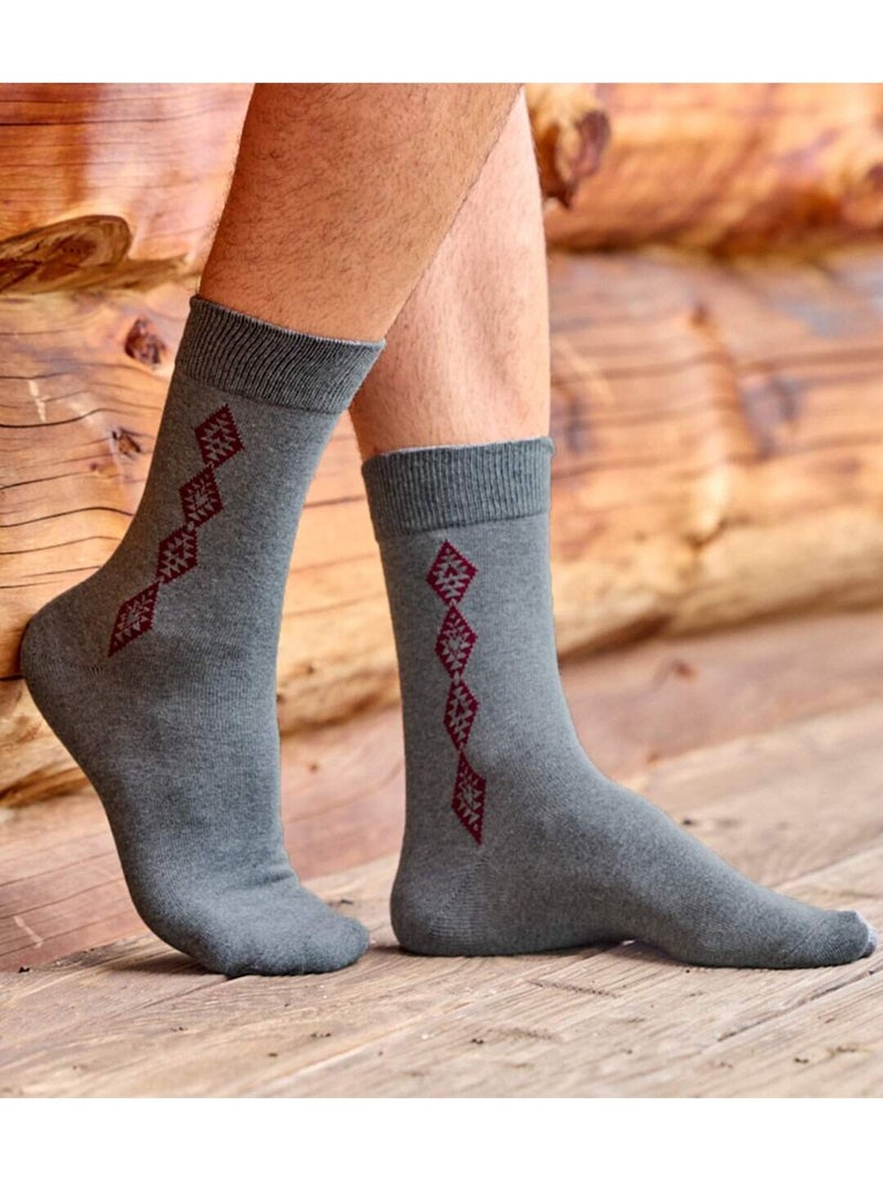 Coffret de 5 Paires de Chaussettes   - ATLAS FOR MEN Bleu Rouge Gris - Kiabi