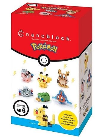 Coffret de 6 figurines en briques - bandai - nanoblock - pack pokémon type électrique