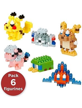 Coffret de 6 figurines en briques - bandai - nanoblock - pack pokémon type électrique