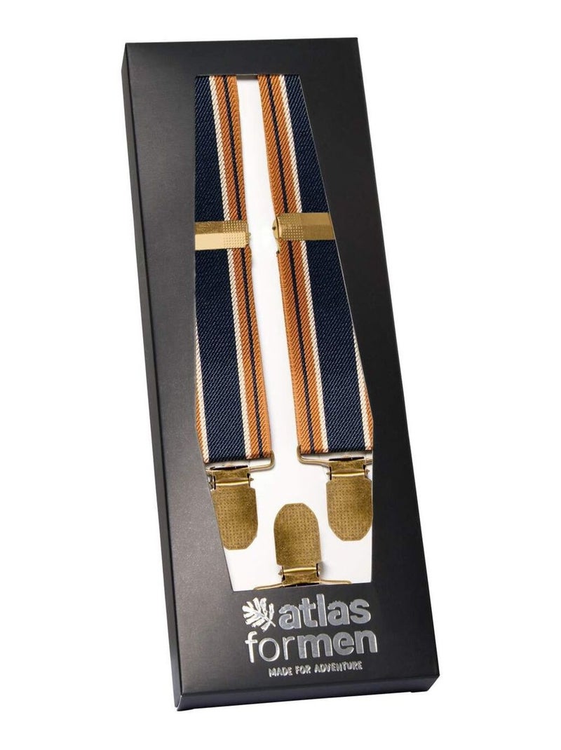 Coffret de Bretelles Rayées   - ATLAS FOR MEN Bleu Marron - Kiabi