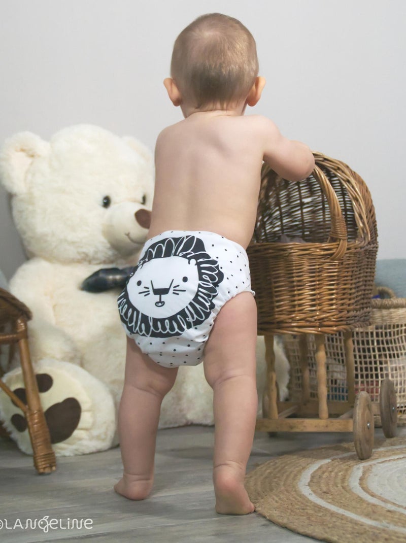 Coffret de couches lavables "Lion" - Langeline Blanc Noir - Kiabi