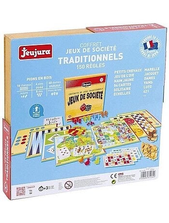 Coffret de jeux de société traditionnels - Coffret en bois : 150 règles