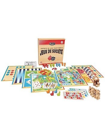 Coffret de jeux de société traditionnels - Coffret en bois : 150 règles