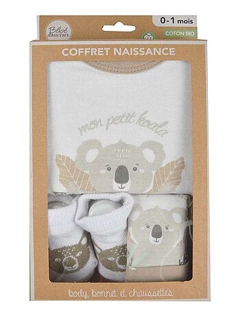 Coffret de naissance avec body, bonnet et chaussettes