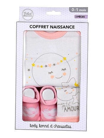 Coffret de naissance avec body, bonnet et chaussettes