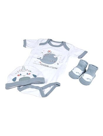 Coffret de naissance avec body, bonnet et chaussettes