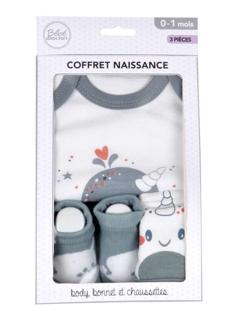 Coffret de naissance avec body, bonnet et chaussettes Bleu - Kiabi