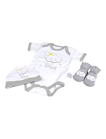 Coffret de naissance avec body, bonnet et chaussettes