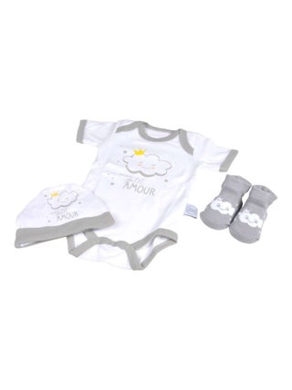Coffret de naissance avec body, bonnet et chaussettes