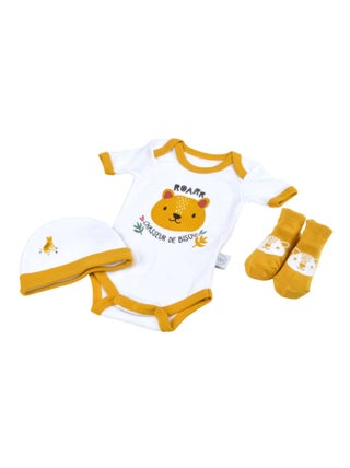 Coffret de naissance avec body, bonnet et chaussettes