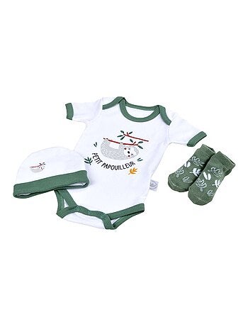 Coffret de naissance avec body, bonnet et chaussettes