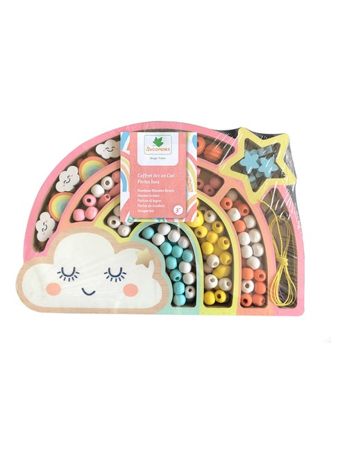 Coffret de perles en bois Arc en ciel - Kiabi