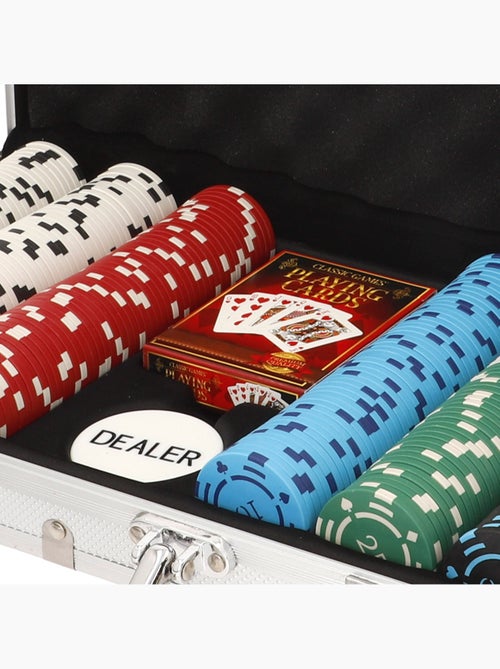 Coffret de poker avec 300 jetons dans une boîte en aluminium +18 ans colorbaby - Kiabi