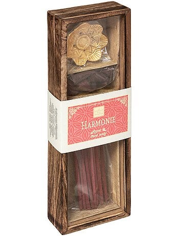 Coffret d'encens bâtonnets et cônes en bois de manguier doli
