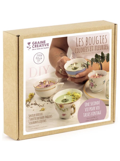 Coffret DIY bougies colorées et fleuries - Graine Créative - Kiabi