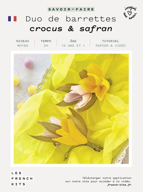 Coffret DIY papier - 2 Barrettes Fleurs jaune et - French Kits - Kiabi