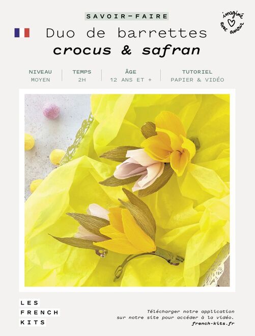 Coffret DIY papier - 2 Barrettes Fleurs jaune et rose - Kiabi