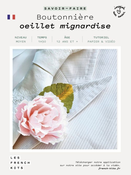 Coffret DIY papier- Boutonnière Œillet Rose - French Kits - Kiabi
