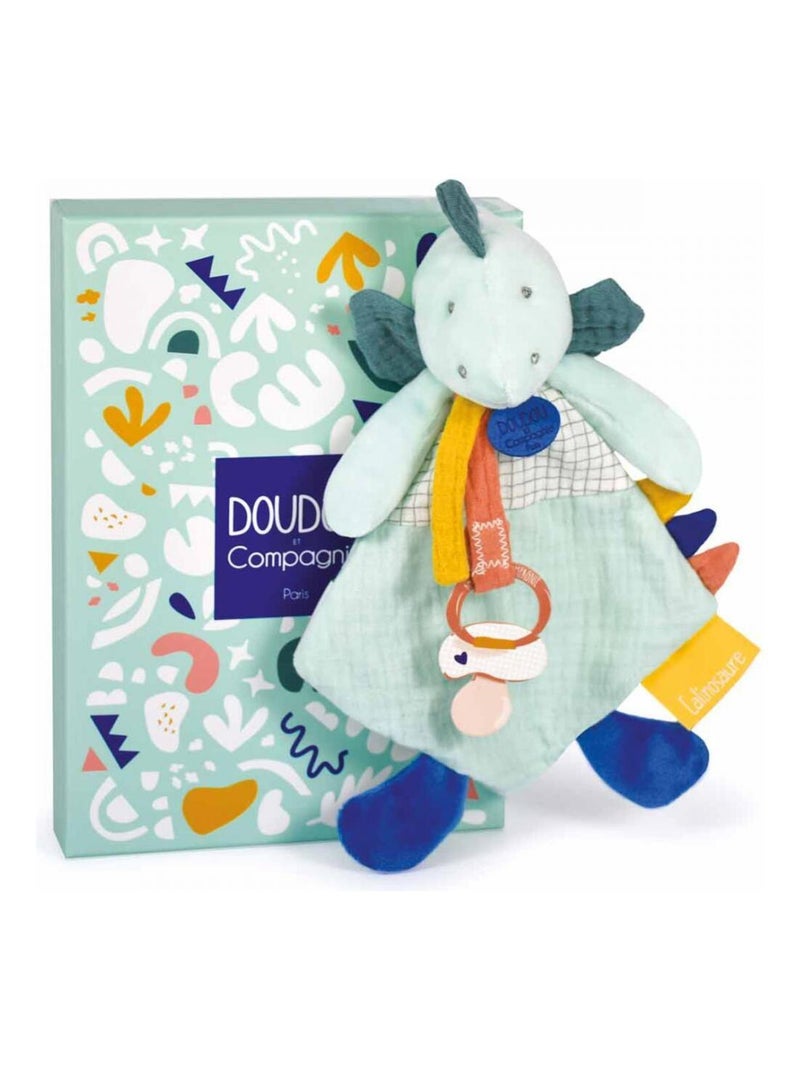 Coffret doudou attache sucette dinosaure Filou amande Calinosaures Vert d'eau - Kiabi