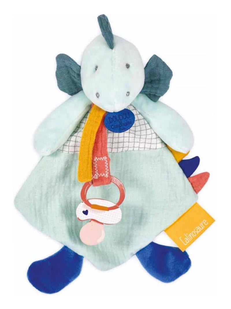 Coffret doudou attache sucette dinosaure Filou amande Calinosaures Vert d'eau - Kiabi