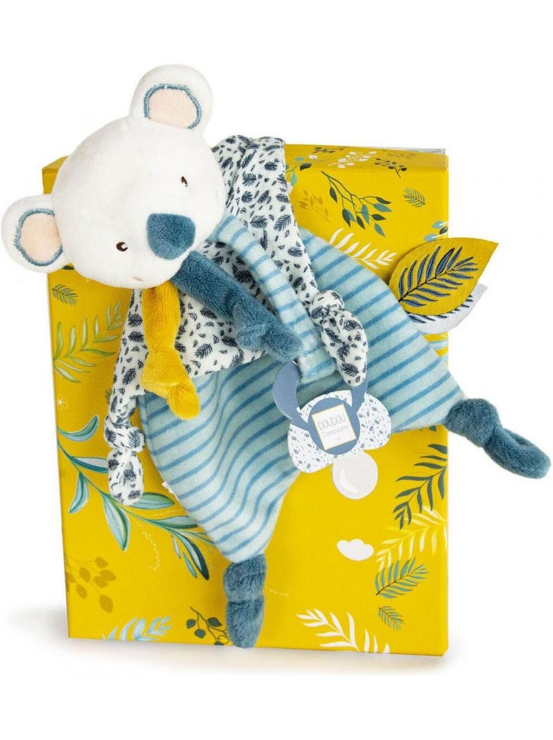 Coffret doudou attache sucette Yoca le koala (20 cm) Bleu - Kiabi