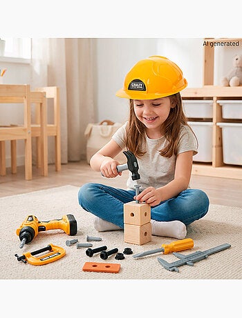 Coffret d'outils avec perceuse électrique + 3 ans colorbaby mes outils