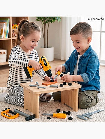 Coffret d'outils avec perceuse électrique + 3 ans colorbaby mes outils