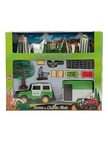 Coffret élevage de chevaux + 3 ans avec 2 chevaux, 4x4 et van, personnages et décors