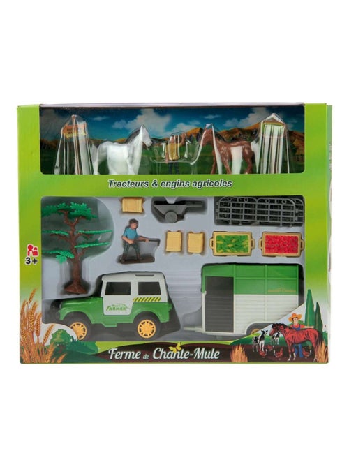 Coffret élevage de chevaux + 3 ans avec 2 chevaux, 4x4 et van, personnages et décors - Kiabi Coffret élevage de chevaux + 3 ans avec 2 chevaux, 4x4 et van, personnages et décors - Kiabi