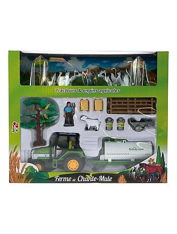 Coffret élevage de vaches + 3 ans avec 2 vaches, tracteur, personnages et décors